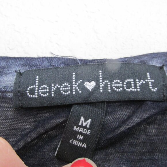 Derek Heart Open Shoulder T Shirt Womens Medium Navy Blue‎ Long Sleeve Pullover - Picture 3 of 5